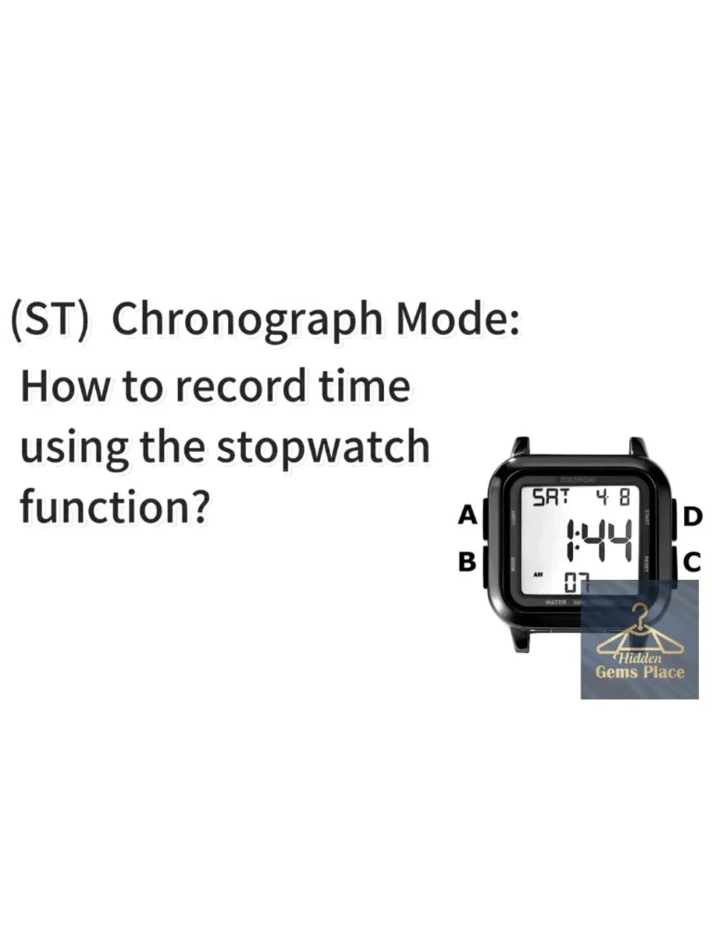 Men's Large Square Digital Watch Waterproof Chronograph Alarm Sport